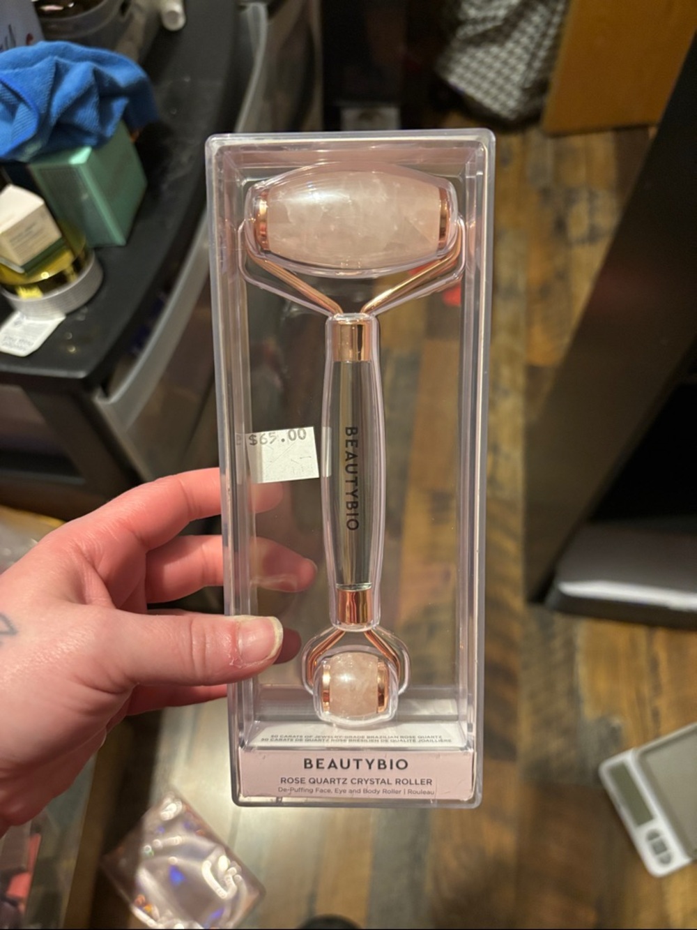BeautyBio Rose Quartz Crystal Roller - Pink
